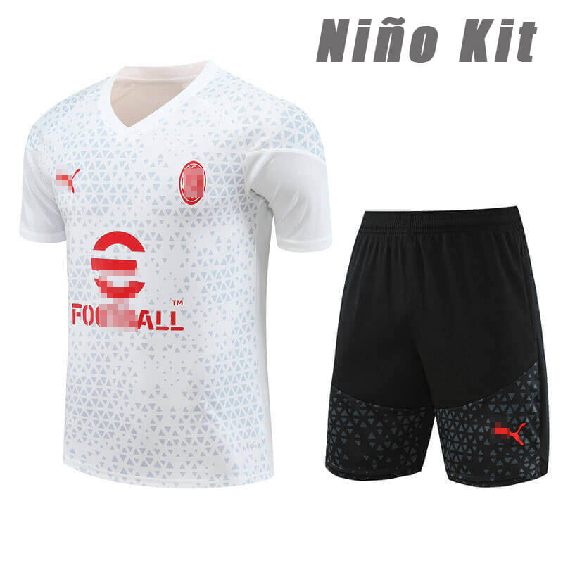 Camiseta de Entrenamiento de AC Milan 2023/2024 Niño Kit Blanco